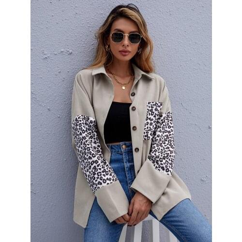 2020 Real Promotion Vadim Zanzea None Full Cotton 2021 Shirt Lapel Stitching Leopard Print Long Sleeve Women