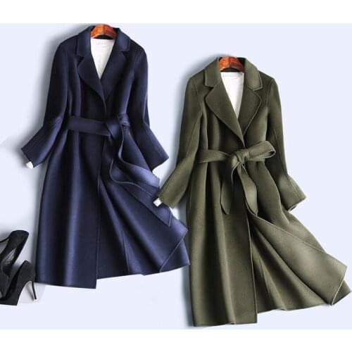 KMETRAM Winter Natural Wool Coat Women Autumn Handmade Double-sided Cashmere Long Jacket Female Vintage Slim Coats Abrigo MY628