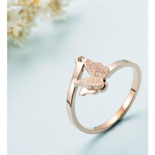 ENDELI 2021 New summer Hot Sale Crystal From Austrian Fashion titanium steel female butterfly ring For Women Fashion Wholesale