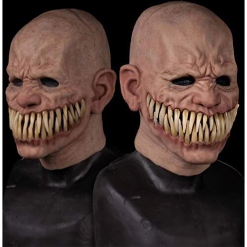 Creepy Stalker Men Halloween Mask Big Teeth Smile Face Monster Latex Horror Masks Carnival Party Scary Costume Cosplay Props