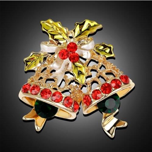 1pc New Crystal Brooch Pin Bouquet Wedding Lady Bells Snowman Tree Christmas Gifts