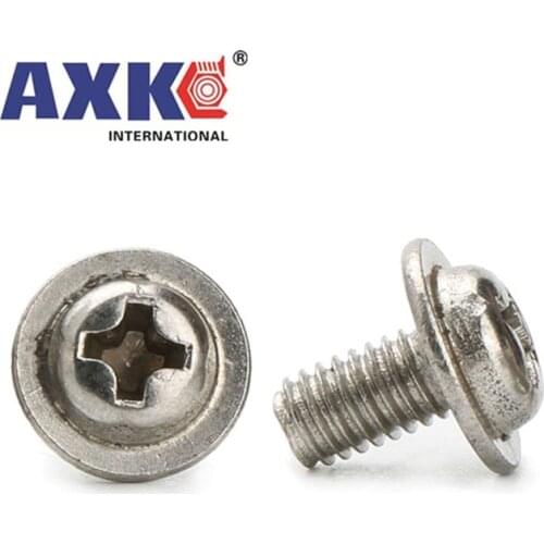 10/50pc M2 M2.5 M3 M4 304 A2 Stainless Steel PWM DIN967 Cross Phillips Pan Round Truss Head With Washer Padded Collar Screw Bolt