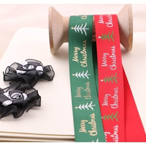 2YARD 2.5CM Christmas Ribbon New Printed Ribbon Apple Box Birthday Cake Baking Tie Christmas Gift Packaging