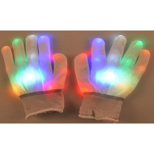 20pairs/lot Coloful LED Glove Rave light led finger light gloves light up glove For Party favor White gloves