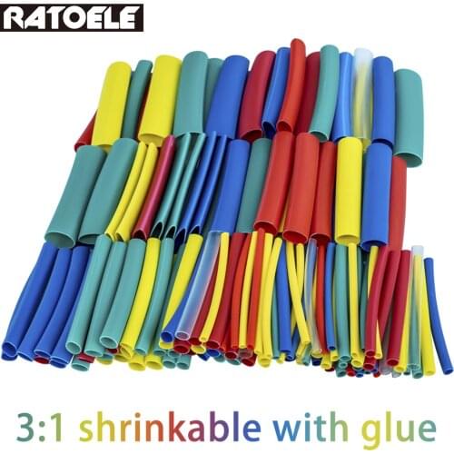 3:1 Heat Shrink Tube With Glue Inside 90 PCS 8 Size 1.6/2.4/3.2/4.8/6.4/7.9/9.5/12.7mm Wrap Wire Cable kit