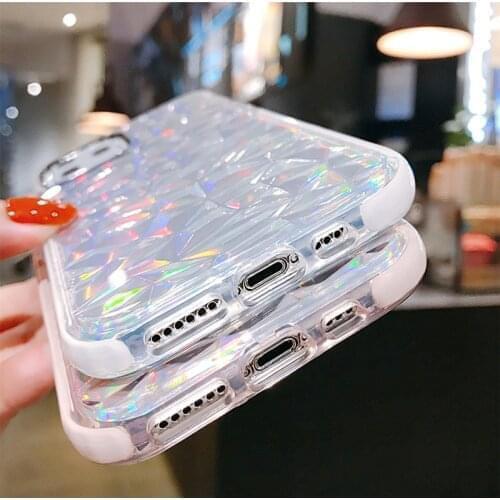 3D Diamond laser Colorful Clear Phone cases For Samsung Note 20 Ultra Note 9 S8 S9 S20 S10 Plus Soft silicone jelly cover coque