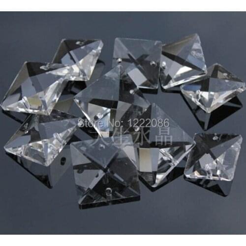 50pcs 22MM Glass Square bead Clear Crystal chandelier lamp parts prisms ornament