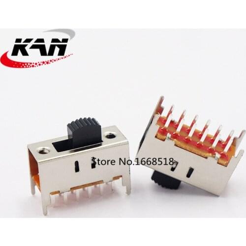 50PCS SS-42H11 4P2T Four pole double throw 2 position slide switch 12 pin DIP type with 4 fixed pin handle height