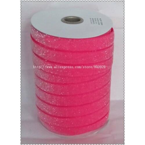 50yards/lot) Non - stretch 1.5" Frosted Shocking Pink Metallic Ribbon