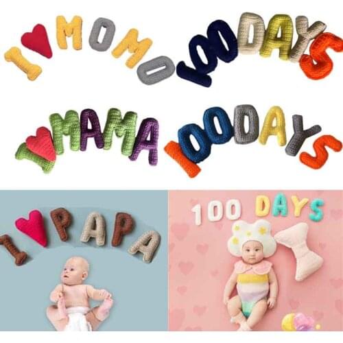 6-7Pcs Newborn Baby 100 Days Creative Knitting 3D Letters Props Photography Backdrop Photo Shooting Background