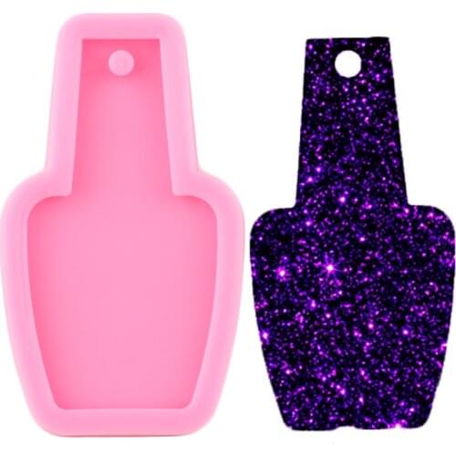 Shiny Nail Polish Bottle Mold Silicone Molds DIY Resin Epoxy Keychains Mould for Jewelry Key Ring Pendant Decoration