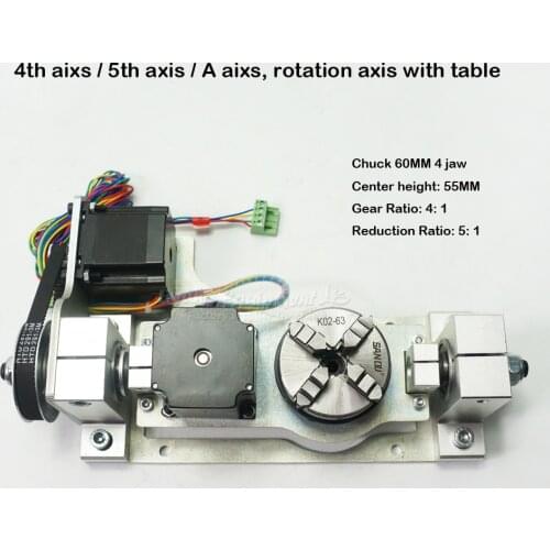 CNC 4th Axis / 5th Axis ( A Aixs, Rotary Axis ) with Table for CNC Router