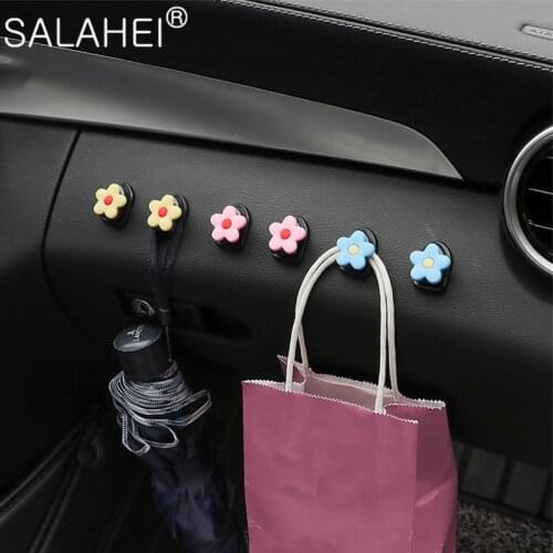 Storage Decoration Hook USB Cable Headphone Key 5 Color Cute Sunshine Little Flowers Car Universal 2PC Mini Hanger Adhesive Hook