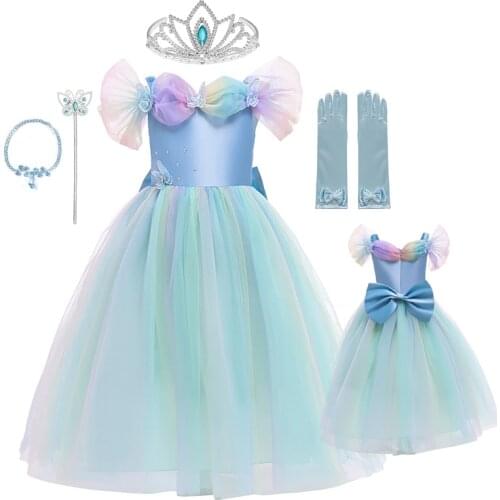 New Princess Girls Dress Butterfly Cinderella Cosplay Costume Kids For Christmas Party Beading Gorgeous Clothes Fancy Vestidos