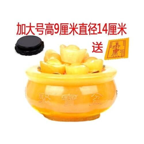 Ancient totem Resin Home A cornucopia of decoration + base lucky imitation natural yellow Jade Topaz cornucopia ornaments