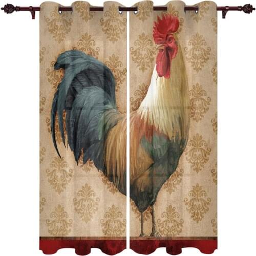 Farm Vintage Rooster Texture Window Curtains kids bedroom decor Curtain Home Decor Kitchen Decor Curtain Panels