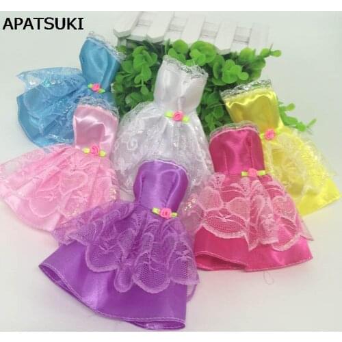 1PCS Doll Dress For Barbie Doll Clothes Clothing Elegant Lace Multi Layers Short Dress Floral Dolls Accessories