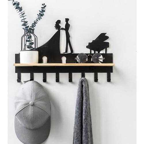 Wall Hook Storage Rack Wood Tray Porch Entrance Wall Hanging Ornament Craft Organizer Display Holder Key Coat Hat Hanger Storage