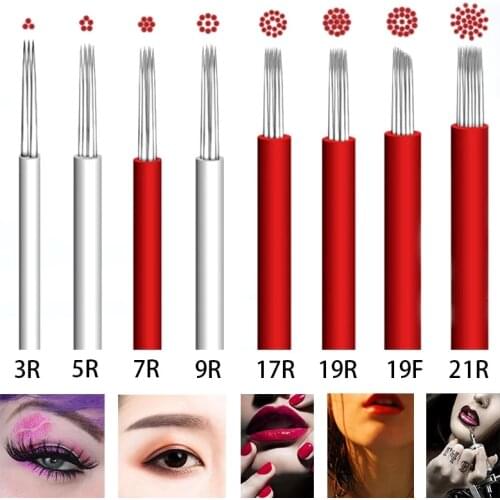 100pcs Disposable Sterilized Micro Needle Microblading Shading Blade Tattoo Needle Semipermanent manual Fog Eyebrow & Lip Needle