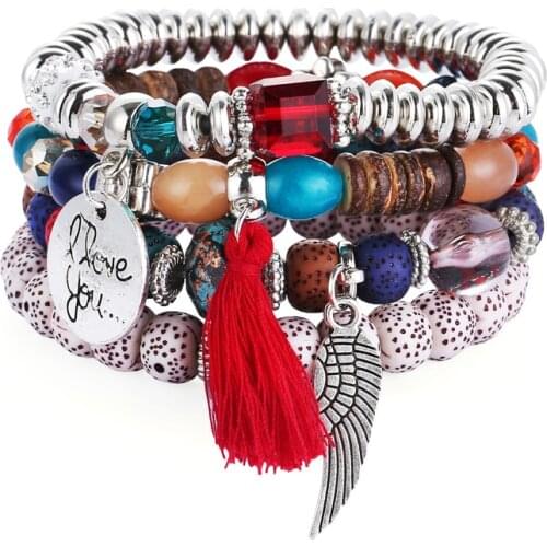 ORNAPEADIA 2021 New Fashion Bangle Bohemian Creative Womens Jewelry Tassel Multilayer Beaded Bracelet for Women Jewelry