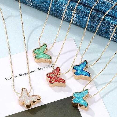 FNIO Butterfly Pendant Necklaces For Women Girls 2020 Fashion Pink Gold Necklace Elegant Choker Trendy Sweet Jewelry Gift