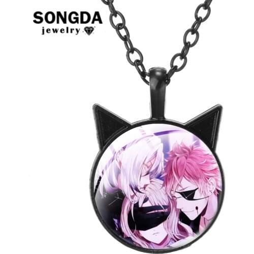 SONGDA Diabolik Lovers Glass Cabochon Necklaces Women Fashion Neck Pendant Collar Sweater Accessories Long Chain Gifts for Kids
