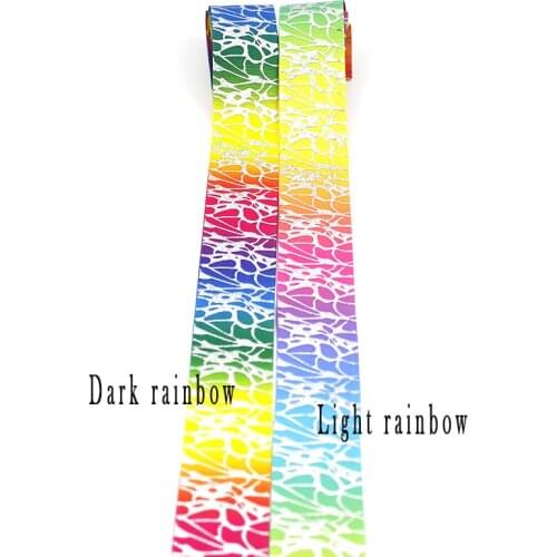 Heat-transfer Rainbow+laser sivler foil print grosgrain ribbon Wedding Christmas Decoration Gift wraping DIY Ribbons