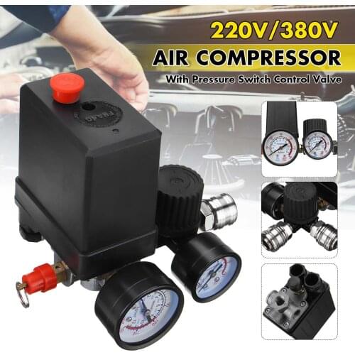 RU In Stock 240V/380V Regulator Duty Air Compressor Pump Pressure Control Switch Air Pump Control Valve 0-180 PSI With Gauge