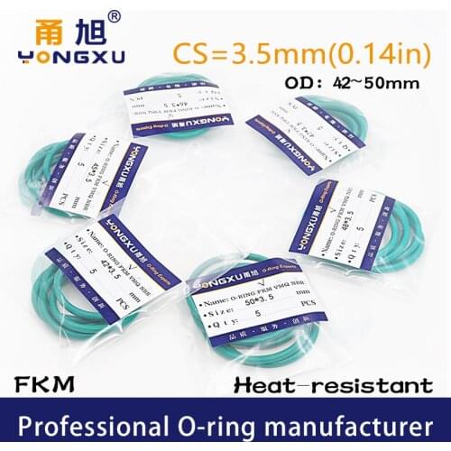 2PCS/lot Green FKM Rubber fluororubber O-rings Seals CS3.5mm OD42/43/44/45/46/47/48/49/50*3.5mm Gasket Ring sealing Rings Washer