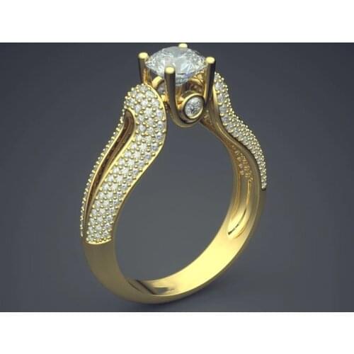 Luxury Golden Promise Love Engagement Rings Fashion Jewelry White Cubic Zircon Micro Paved CZ Wedding Band Women Rings Z3M535