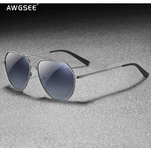 AWGSEE Classic Pilot Sunglasses for Men Women Polarized Driving Fishing Sun Glasses Alloy Frame Fashion Design Cool Style Shades