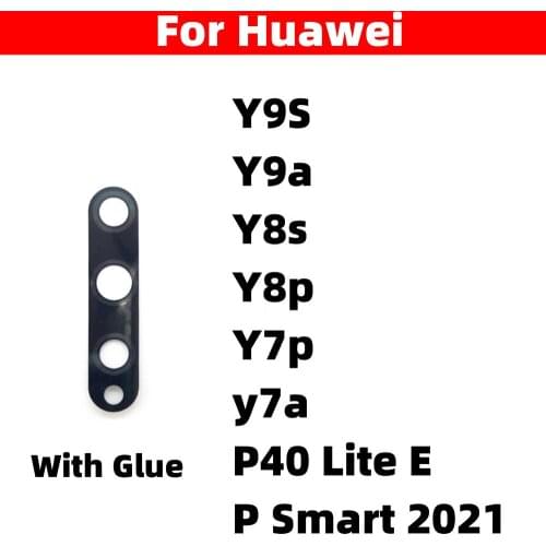 2 PCS For Huawei Y9S Y9a Y8S Y8P Y7a Y7P P Smart 2021 P40 Lite E Camera Glass Lens Back Rear Camera Glass Lens with Glue Parts