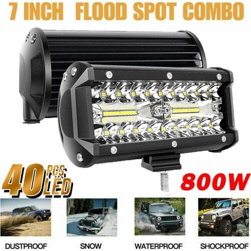 2pcs 7 inch LED Work Light Bar 4inch Pod Lights Spot Flood Combo 120W for Tractor Offroad 4WD Truck SUV ATV Driving Lamp
