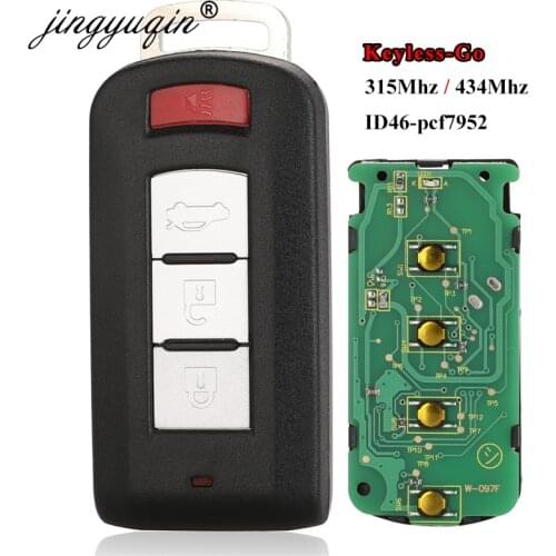 Jingyuqin Keyless go Smart Remote Key 3+1B 315Mhz / 434MHz ID46 PCF7952 for Mitsubishi Lancer Outlander 2008-2016 OUC644M-KEY-N