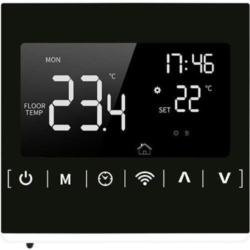 85-250V 16A Smart Thermostat Touch Screen Black Back Light Programmable Thermostat Warm Floor Temperature Controller WIFI