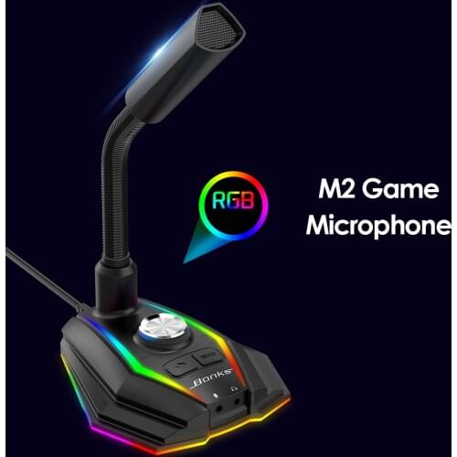 USB Sound Card RGB Microphone Computer Gaming Mic With Speaker Headset Jack Free Drive Noise Reduction 360° Rotate HD Receiver