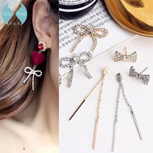DIY handmade jewelry accessories Copper Diamond Pendant Earrings bow tie chain earrings earrings materials