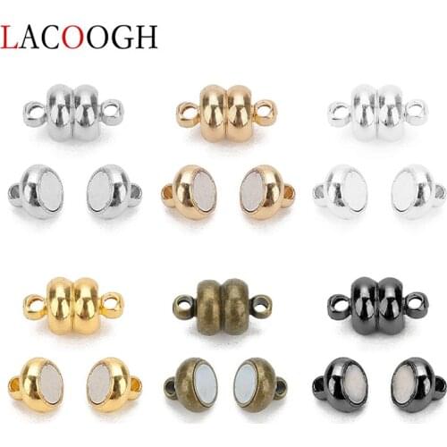 10pcs/set 7mm Copper Oblate Magnetic Clasps Fit Leather Cord Bracelet Necklace End Clasps Connectors DIY Jewelry Making Findings