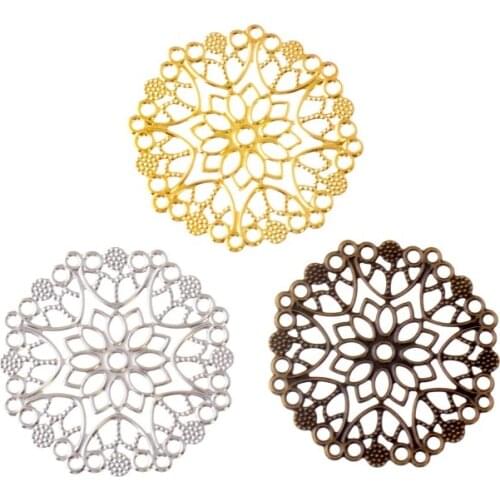 Free shipping Flower Filigree Wraps Connectors Metal Crafts Gift Decoration DIY 3.5cm 5.0CM
