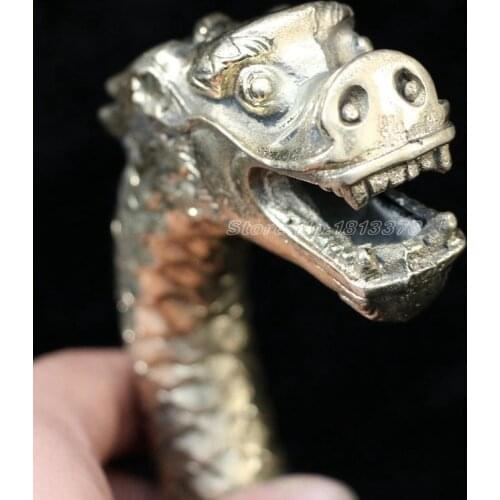 100% brass Pure Copper Brass Grandpa Good Lucky CHINESE OLD COPPER HAND CARVED FEROCITY DRAGON STATUE WALKING STICK HEAD
