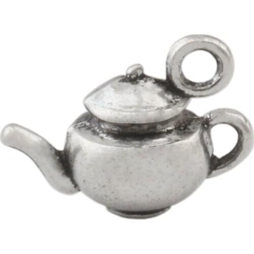 100pcs Zinc alloy metal 3D tea pot Charms Pendants 17.5x13mm DIY Jewelry A-138