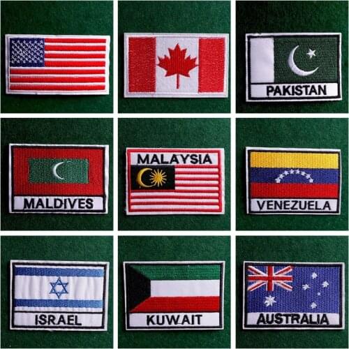 2pcs/lot Cartoon National Flag Iron on Embroidery Patches for Clothing Stickers on Clothes Embroideried Patch Applique Badge