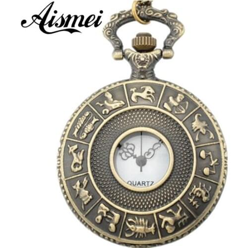 25pcs/lot Pocket watch wholesale antique fashion High Quality retro alloy constellation pocket watch send by EMS or DHL