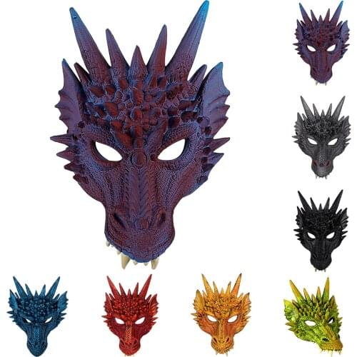 3D Halloween Cosplay Mask Dragons Head Mask for Festival Party Halloween Dragon Half Mask Scary Creepy Animal Costume Mask Toys