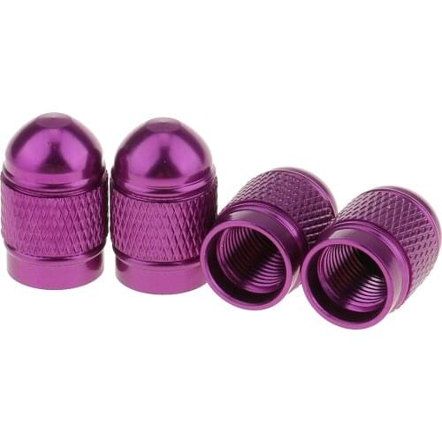 4x Purple Metal Car Truck Auto Wheels Tire Valve Stem Cap Lid Air Dust Cover