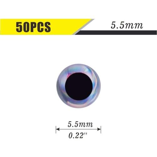 50pcs Size 5.5mm Sliver Molded 3D Fishing Lure Eyes for Unpainted Crankbait Topwater Lure Bodies