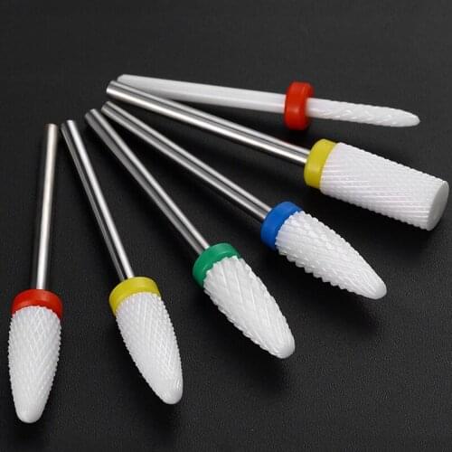 SAYTL Ceramic Nail Drill Bit Manicure Machine Accessories Rotary Electric Nail Files Manicure Cutter Nail Art Tools 6Type