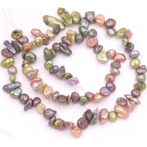5mm-8mm Freeform Multi-Color Keshi Pearl Loose Beads 15" Jewelry Making 4 hole