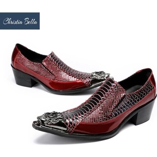 Christia Bella Fashion Increase Height Mid Heel Men Genuine Leather Shoes Party Club Formal Shoes Business Leather Shoes Male