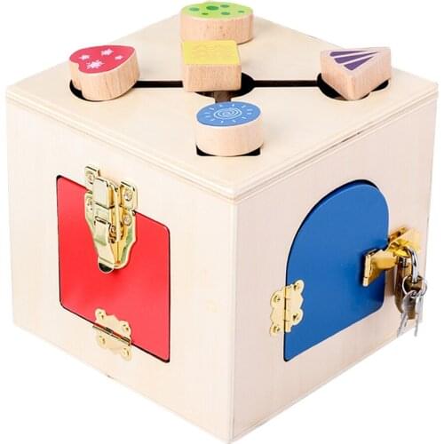 Childrens Wooden Montessori Toys Lock Box Educational Sensory Training Wooden Toys Multifunction Learning Children Toys Gifts